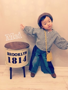 「apres les cours（アプレレクール）の袖コンチュニック（チュニック、ブラック系）」を使った、♡Mei♡さん（キッズ・100cm）の冬コーディネート