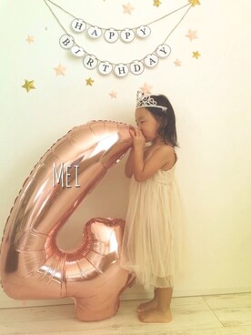 「monmimiのアイテム（ワンピース、ベージュ系）」を使った、♡Mei♡さん（キッズ・100cm）の秋コーディネート