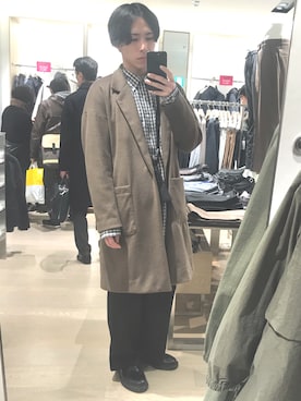 「BEAMS（ビームス）のアイテム（チェスターコート）」を使った、ばやしさん（メンズ・171cm）の春コーディネート