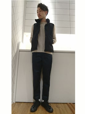 「GLOBAL WORK（グローバルワーク）のアイテム（ダウンベスト）」を使った、まさるさんさん（メンズ・180cm）の秋コーディネート