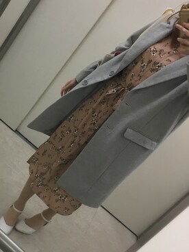 「one way（ワンウェイ）のアイテム（チェスターコート）」を使った、遊佐さん（レディース・153cm）の冬コーディネート