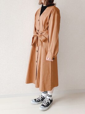 フロントボタンノーカラーコート のレディース人気ファッションコーディネート 身長 141cm 150cm Wear