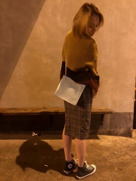「AZUL（アズール）のアイテム（その他アウター）」を使った、Amelie Ong さん（レディース・160cm）の冬コーディネート