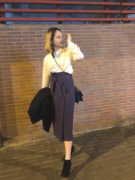 「asos（エイソス）のアイテム（ピーコート）」を使った、Amelie Ong さん（レディース・160cm）の冬コーディネート