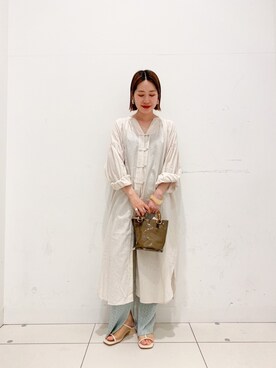 「ジャガード」｜「アイテム（シャツワンピース）」を使った、Hashimotoさん（レディース・157cm）の春コーディネート