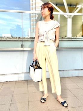 「アイテム（パンツ、イエロー系）」を使った、nano・universe ららぽーとTOKYO-BAY Womensさん（レディース・170cm）の夏コーディネート