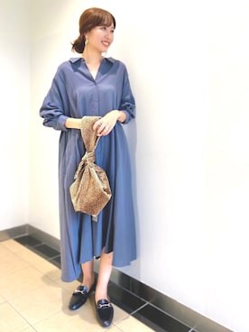 「NANO universe（ナノユニバース）のアイテム（シャツワンピース）」を使った、nano・universe ららぽーとTOKYO-BAY Womensさん（レディース・170cm）の秋コーディネート