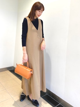 「NANO universe（ナノユニバース）のアイテム（ジャンパースカート）」を使った、nano・universe ららぽーとTOKYO-BAY Womensさん（レディース・170cm）の秋コーディネート