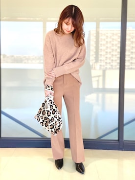 「アイテム（スラックス、ベージュ系）」を使った、nano・universe ららぽーとTOKYO-BAY Womensさん（レディース・158cm）の秋コーディネート