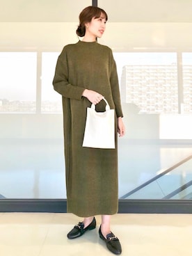 「アイテム（ワンピース/ドレス、グリーン系）」を使った、nano・universe ららぽーとTOKYO-BAY Womensさん（レディース・170cm）の冬コーディネート