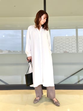 「NANO universe（ナノユニバース）のフェイクレザーフラットシューズ（パンプス）」を使った、nano・universe ららぽーとTOKYO-BAY Womensさん（レディース・158cm）の冬コーディネート