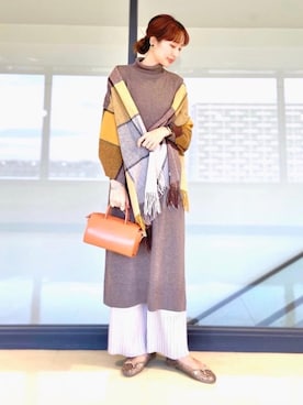 「アイテム（ショルダーバッグ、イエロー系）」を使った、nano・universe ららぽーとTOKYO-BAY Womensさん（レディース・170cm）の冬コーディネート