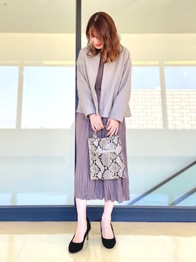 「NANO universe（ナノユニバース）のアイテム（ノーカラージャケット）」を使った、nano・universe ららぽーとTOKYO-BAY Womensさん（レディース・158cm）の冬コーディネート