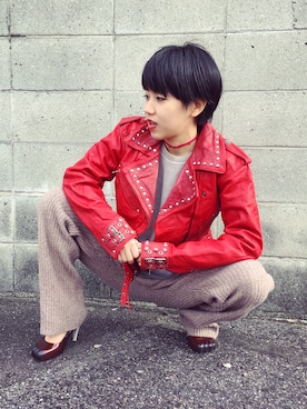 「ハーレーダビッドソン」｜「アイテム（セットアップ）」を使った、madokaさん（レディース・153cm）の春コーディネート