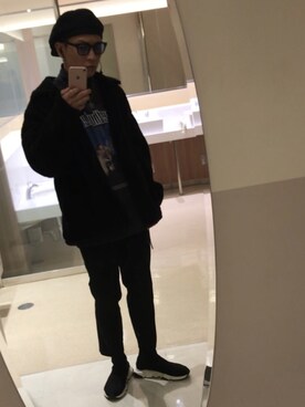 「BALENCIAGA」｜「アイテム（ハンチング/ベレー帽）」を使った、yasuhiro.kawaさん（メンズ・172cm）の冬コーディネート