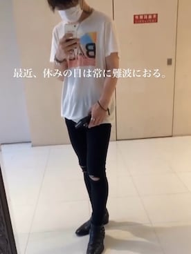 「SAINT LAURENT PARIS（サンローランパリ）のアイテム（Tシャツ/カットソー）」を使った、yasuhiro.kawaさん（メンズ・172cm）の夏コーディネート