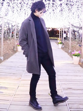 「BEAMS（ビームス）のアイテム（チェスターコート）」を使った、ほりかさん（レディース・166cm）の冬コーディネート