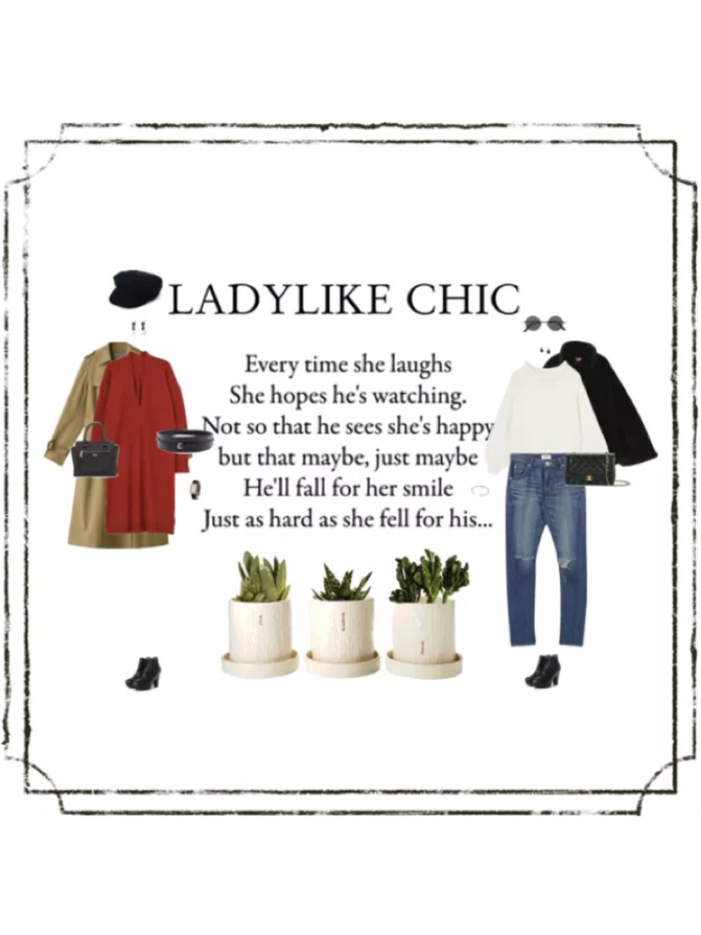 レッド系のワンピース、ベージュ系のトレンチコート、ブラック系のポンチョを着用したレディースの冬コーディネートの1枚目の写真