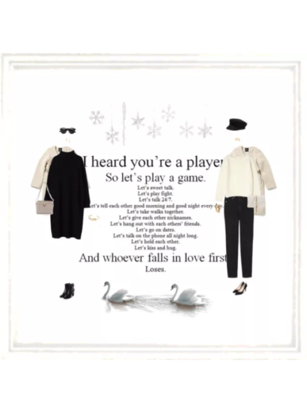 ブラック系のワンピース、ホワイト系のその他アウター、ホワイト系のニット/セーターを着用したレディースの冬コーディネートの1枚目の写真