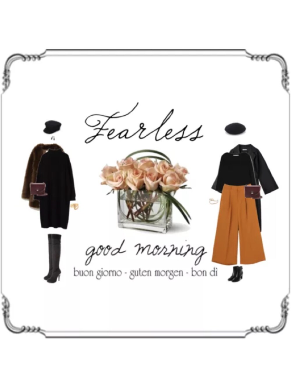 ブラウン系のその他アウター、ブラック系のジャケット/アウター、ブラック系のワンピースを着用したレディースの冬コーディネートの1枚目の写真