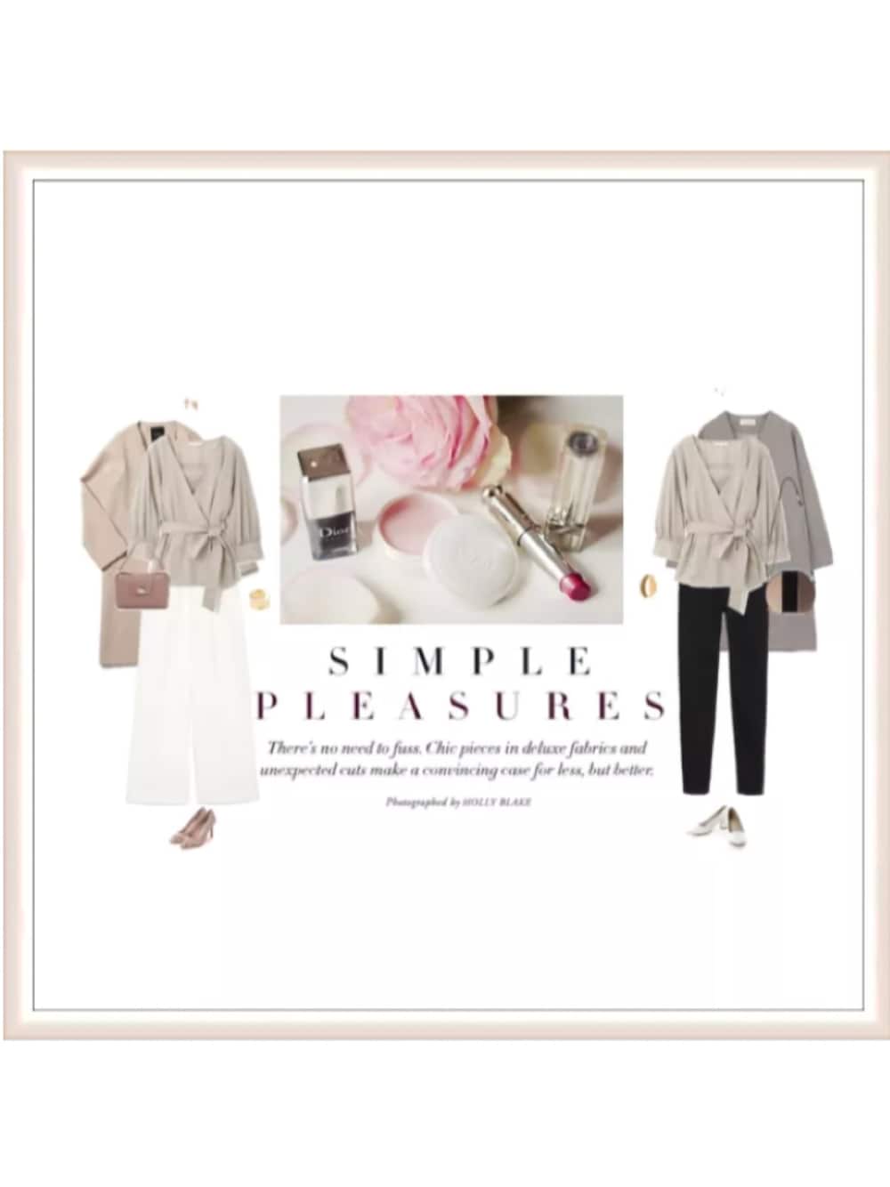 ベージュ系のシャツ/ブラウス、ベージュ系のその他アウター、グレー系のジャケット/アウターを着用したレディースの春コーディネートの1枚目の写真