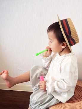 「アイテム（その他ベビー用品、シルバー系）」を使った、Soyoさん（キッズ・80cm）の春コーディネート