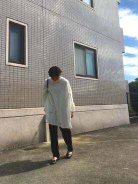 「reca（レカ）のゆったりラフな着心地◆超ビッグシルエットカットソー（Tシャツ/カットソー）」を使った、Nさん（レディース・158cm）の秋コーディネート