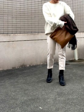 「JUNOAH」｜「アイテム（スウェット）」を使った、Nさん（レディース・158cm）の冬コーディネート