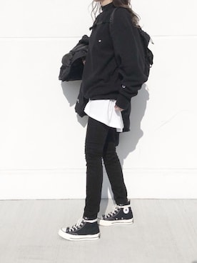 「UNIQLO（ユニクロ）のウルトラストレッチジーンズ（デニムパンツ）」を使った、ayakaさん（レディース・156cm・20代）の冬コーディネート