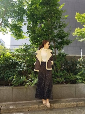 「Ungrid（アングリッド）のアイテム（ムートンコート）」を使った、庄司　未菜美さん（レディース・159cm）の秋コーディネート