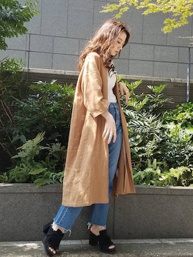 「Ungrid（アングリッド）のアイテム（ノーカラージャケット）」を使った、庄司　未菜美さん（レディース・159cm）の春コーディネート