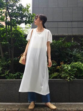 「Ungrid（アングリッド）のスクエアトゥサンダル（サンダル）」を使った、庄司　未菜美さん（レディース・159cm）の春コーディネート