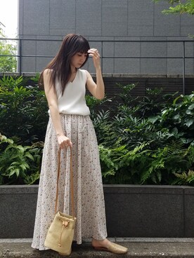 「Ungrid（アングリッド）のスクエアトゥサンダル（サンダル）」を使った、庄司　未菜美さん（レディース・159cm）の春コーディネート