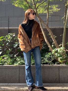 「Ungrid（アングリッド）のアイテム（ノーカラージャケット）」を使った、庄司　未菜美さん（レディース・159cm）の秋コーディネート