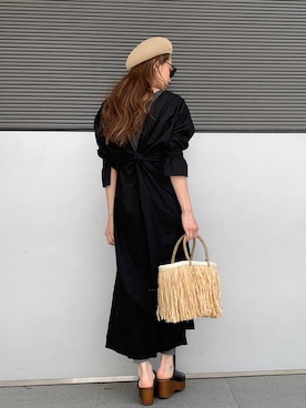 「Ungrid（アングリッド）のアイテム（かごバッグ）」を使った、庄司　未菜美さん（レディース・159cm）の春コーディネート