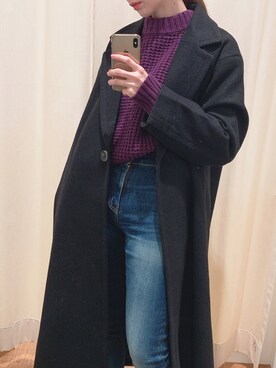 「Ungrid（アングリッド）のハイウエストストスリ（デニムパンツ）」を使った、庄司　未菜美さん（レディース・159cm）の秋コーディネート