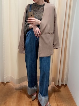 「Ungrid（アングリッド）のアイテム（ノーカラージャケット）」を使った、庄司　未菜美さん（レディース・159cm）の冬コーディネート