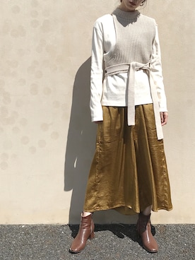 「Libra Cue（リブラ キュー）のアイテム（パンツ）」を使った、RIKAさん（レディース・168cm）の秋コーディネート