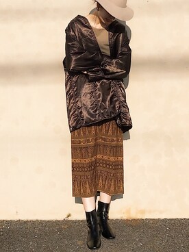 「RIBOU（リボウ）のアイテム」を使った、RIKAさん（レディース・168cm）の秋コーディネート