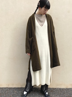 「シースルー」｜「アイテム（チュニック）」を使った、RIKAさん（レディース・168cm）の冬コーディネート