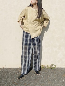 「Happy John（ハッピージョン）のアイテム（スウェット）」を使った、RIKAさん（レディース・168cm）の春コーディネート