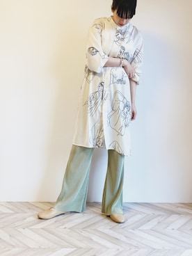 「ピスタチオ」｜「アイテム（シャツワンピース）」を使った、RIKAさん（レディース・168cm）の夏コーディネート