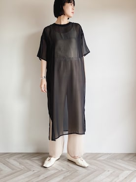 「FRUIT OF THE LOOM（フルーツオブザルーム）のアイテム」を使った、RIKAさん（レディース・168cm）の夏コーディネート