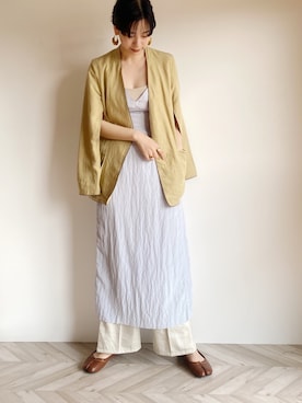 「TODAYFUL（トゥデイフル）のアイテム（テーラードジャケット）」を使った、RIKAさん（レディース・168cm）の夏コーディネート