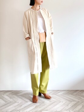 「KBF（ケイビーエフ）のアイテム（ノーカラージャケット）」を使った、RIKAさん（レディース・168cm）の秋コーディネート