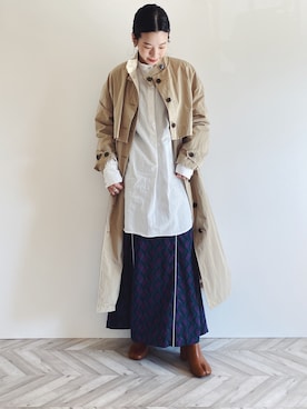 「TODAYFUL（トゥデイフル）のアイテム（トレンチコート）」を使った、RIKAさん（レディース・168cm）の秋コーディネート