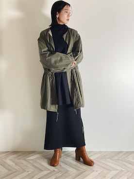 「TODAYFUL（トゥデイフル）のアイテム（ミリタリージャケット）」を使った、RIKAさん（レディース・168cm）の秋コーディネート