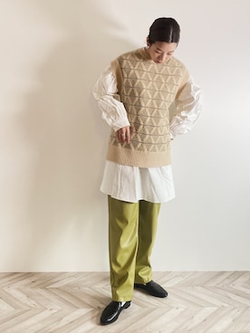 「ピスタチオ」｜「アイテム（ローファー）」を使った、RIKAさん（レディース・168cm）の冬コーディネート