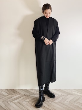 「Solace（ソレイス）のアイテム（ワンピース/ドレス）」を使った、RIKAさん（レディース・168cm）の冬コーディネート