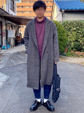 「アイテム（チェスターコート）」を使った、kei*さん（メンズ・179cm・40代）の冬コーディネート
